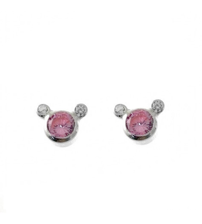 Pendientes circonita rosa