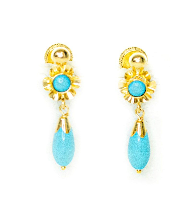 Pendientes oro turquesa