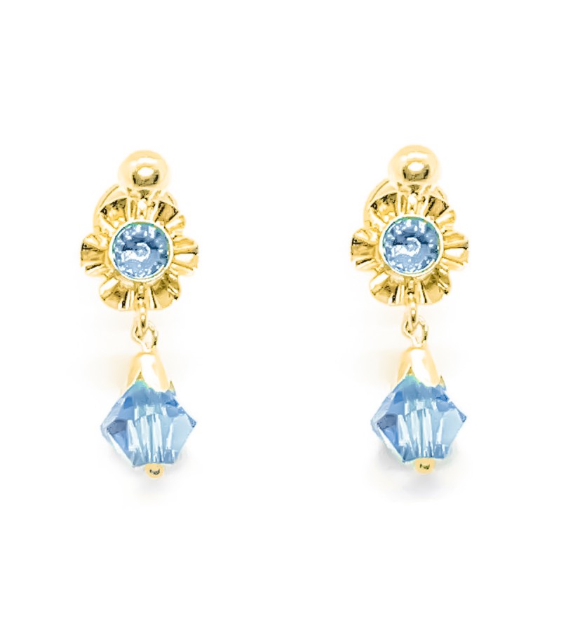 Pendientes oro cristal celeste