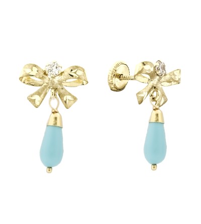 Pendientes oro turquesa