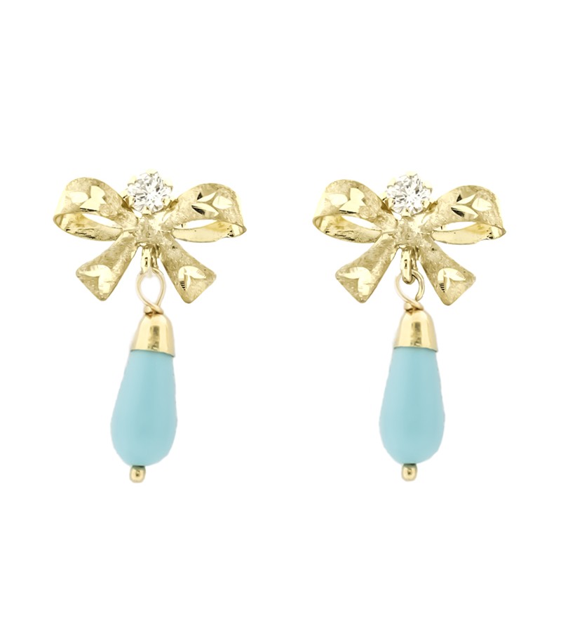 Pendientes oro turquesa
