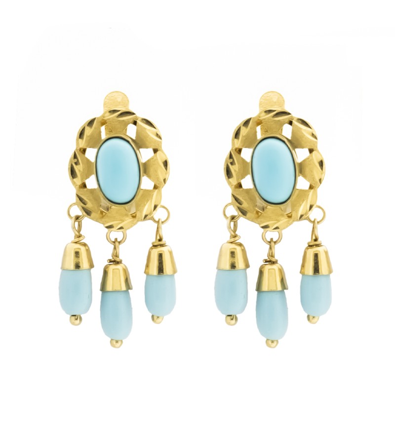 Pendientes oro turquesa