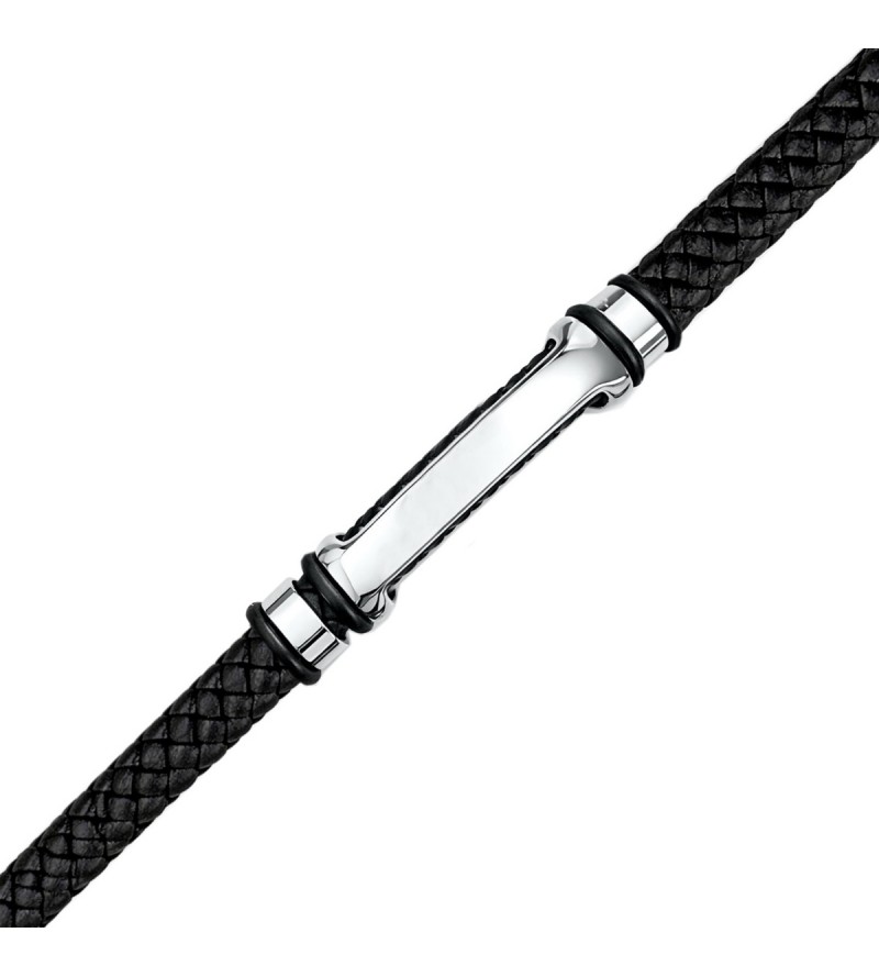 Pulsera Acero Cuero