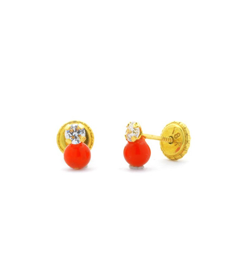Pendientes Coral y Circonita