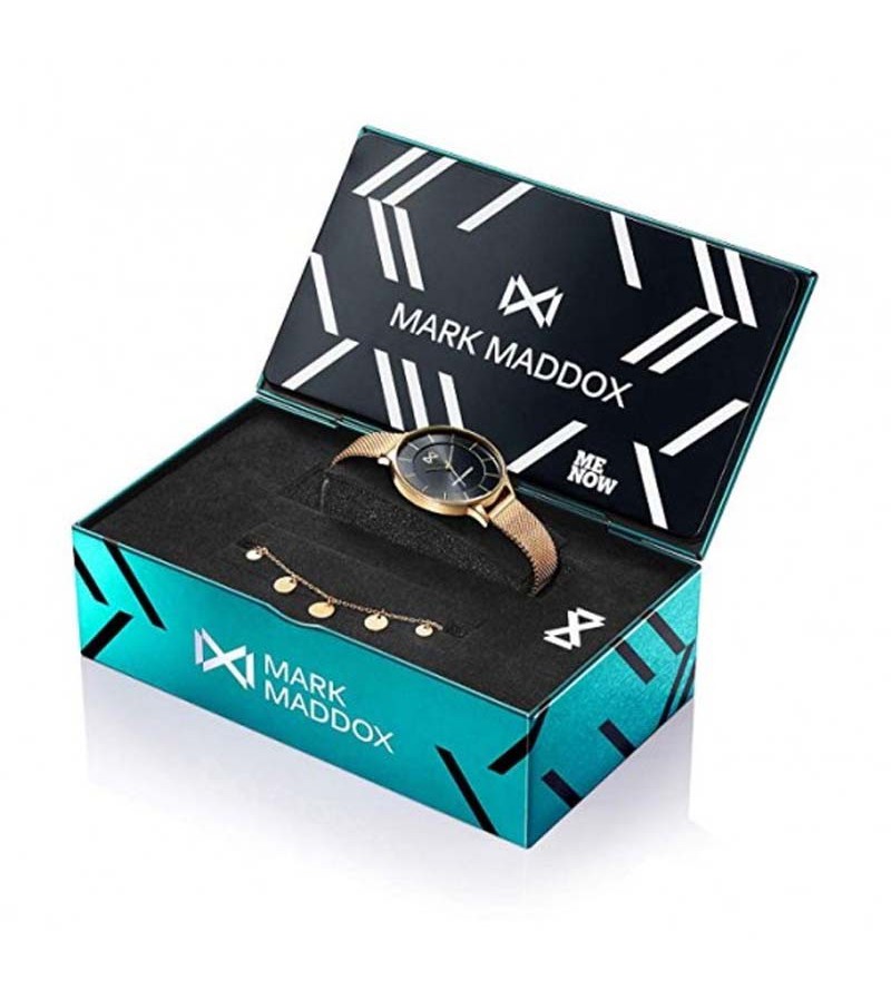 Pack Reloj Acero Dorado Brazalete+pulsera